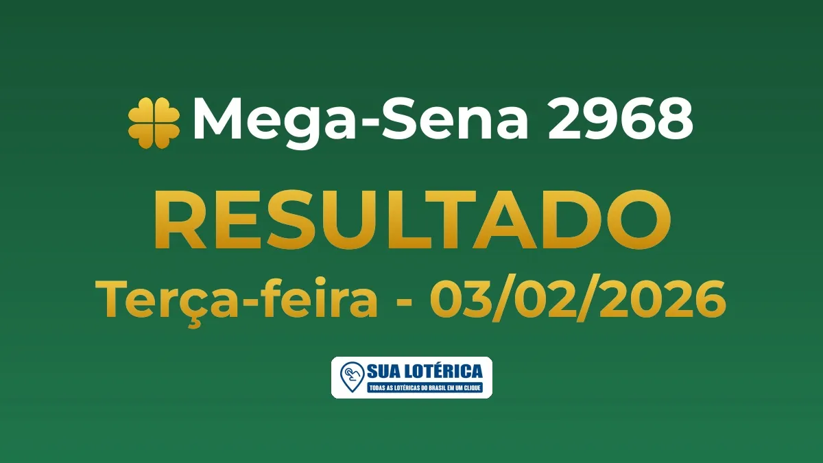Resultado da Mega Sena 2968, acumulou em R$ 128,0 milhões
