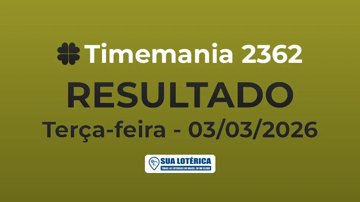 Resultado da Timemania 2362, acumulou em R$ 9,1 milhões